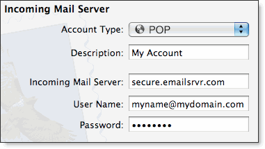 Incoming server address